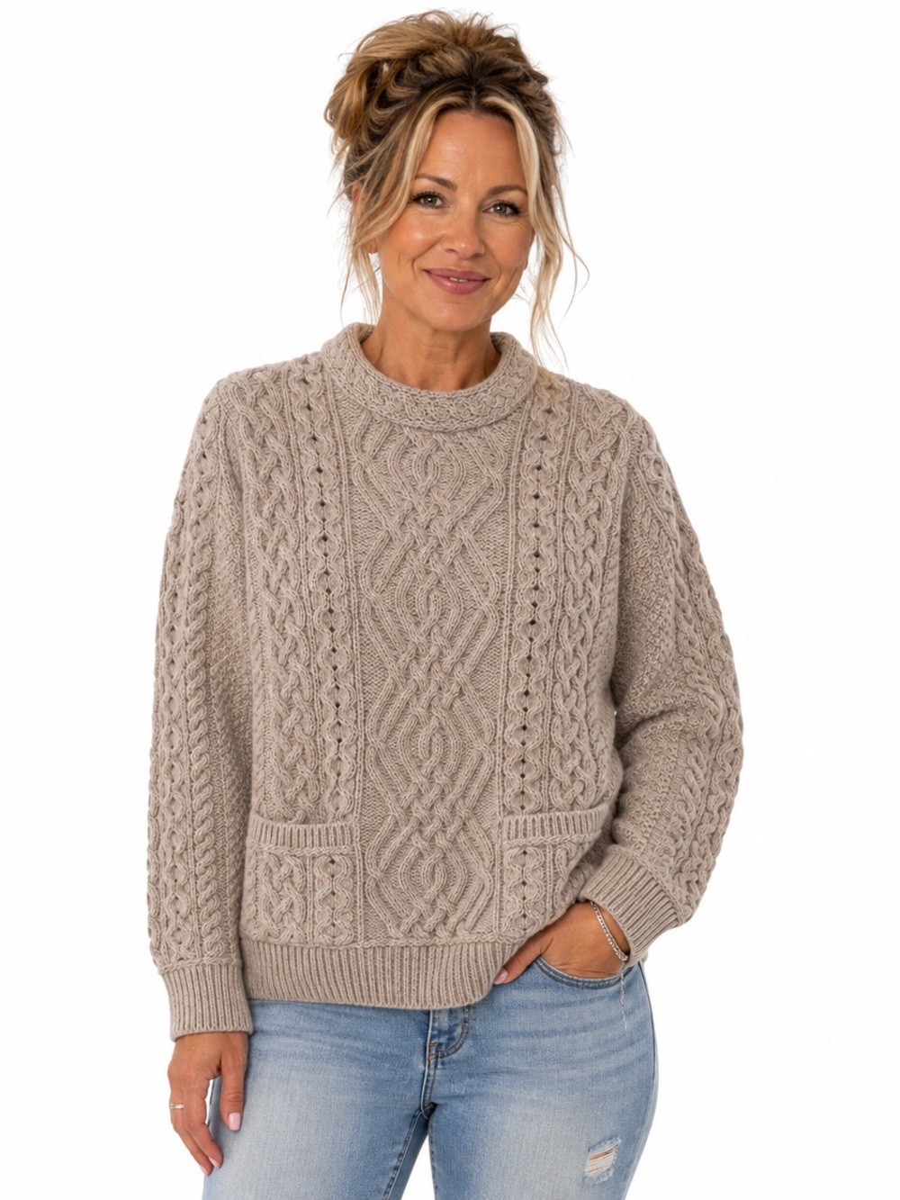 EUC! ARAN MOR 100% Merino Wool Cable Knit Sweater Made in Ireland